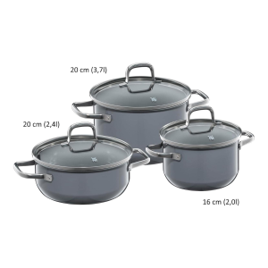 Bộ nồi WMF Topfset 3 món FUSIONTEC ESSENTIAL màu xám