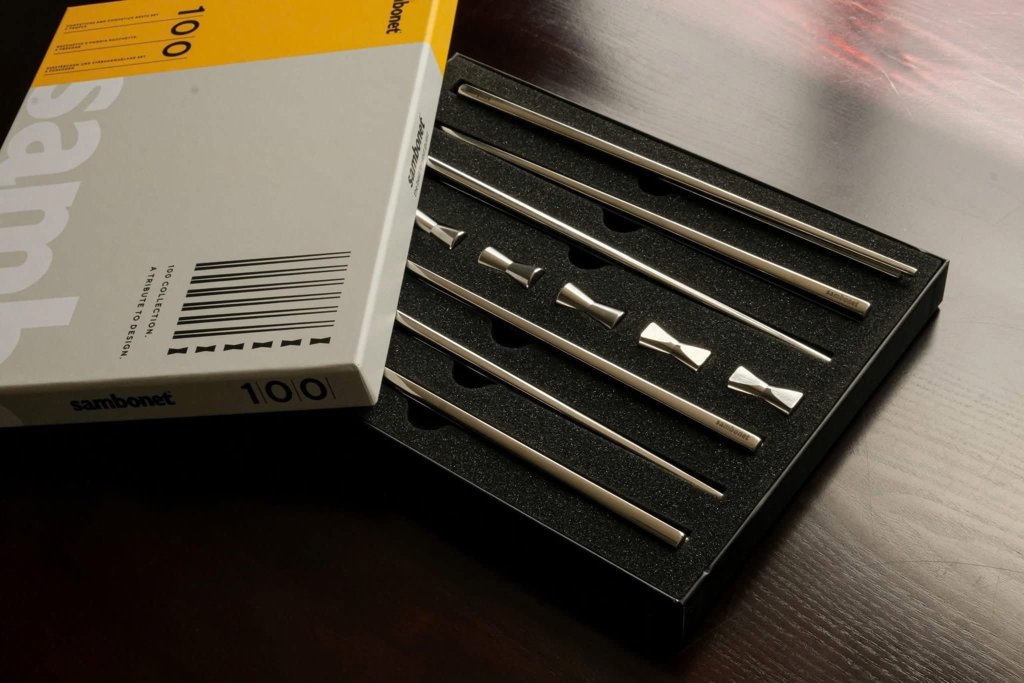 Bộ 6 đôi đũa Sambonet - kèm gác đũa 2