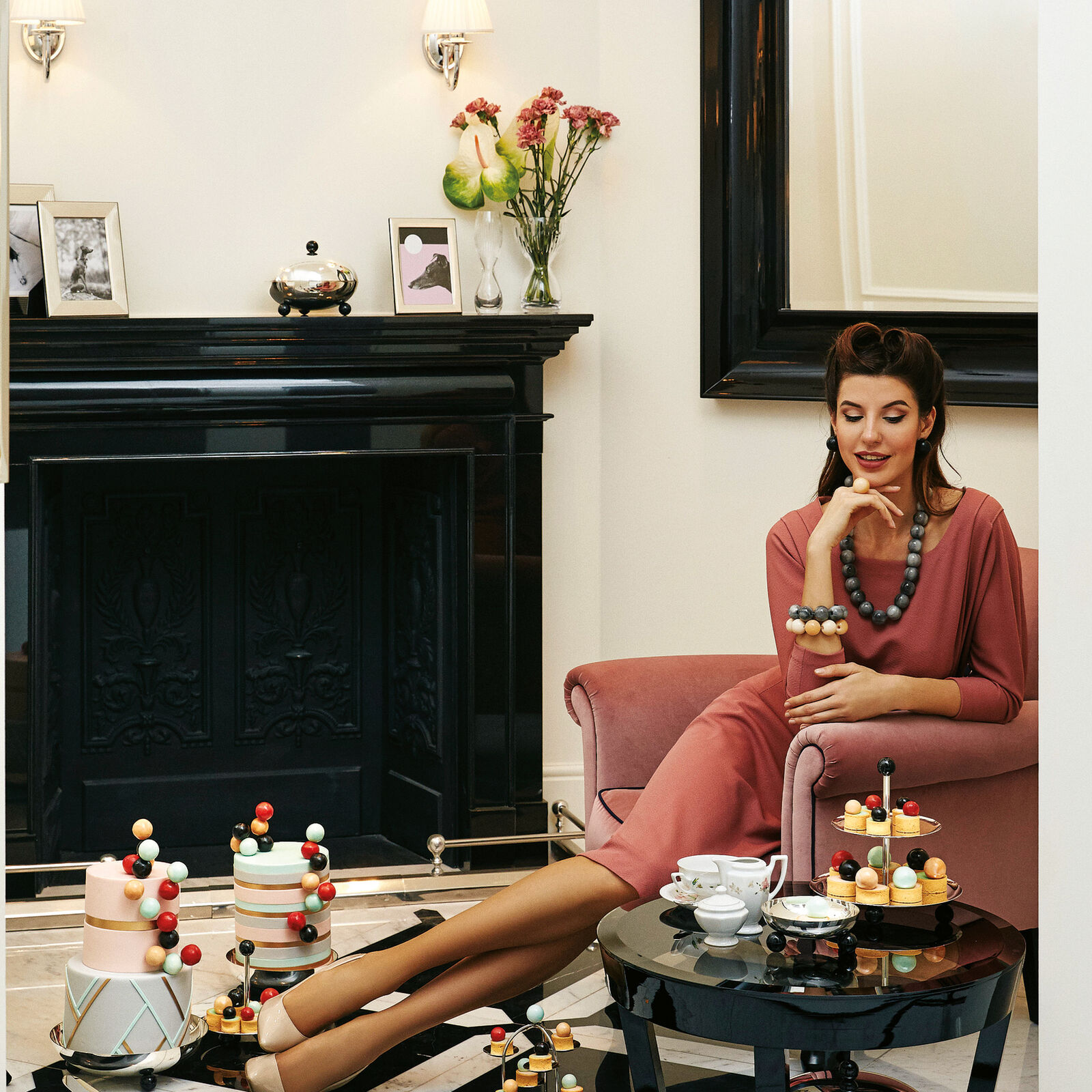 Đĩa 2 tầng Sambonet Pastry Stand Resin Màu Bạc 2