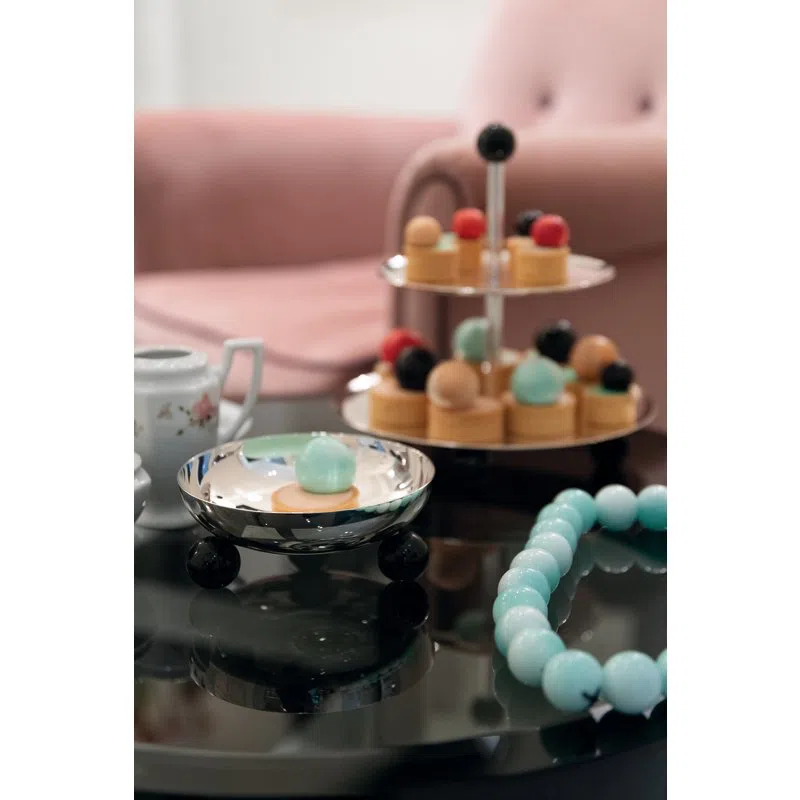 Đĩa 2 tầng Sambonet Pastry Stand Resin Màu Bạc 3