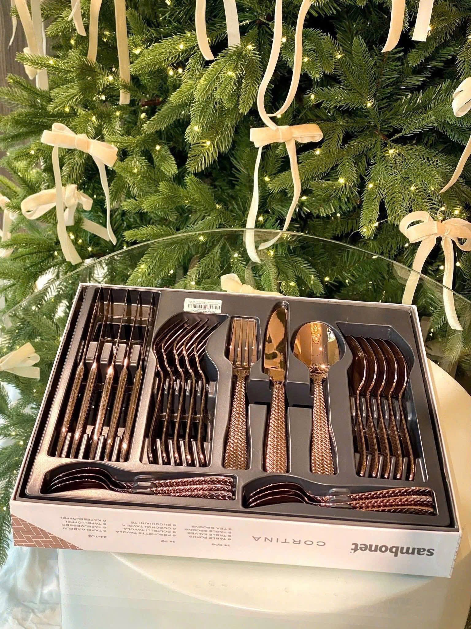 SET DAO THÌA DĨA SAMBONET CORTINA 24 MÓN MÀU HỒNG 2